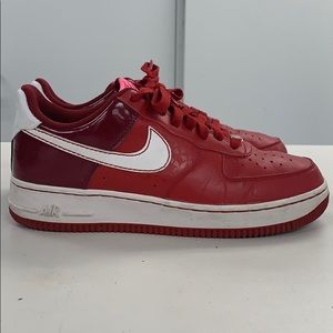 Red Leather Nike Air Force 1 - Valentines special